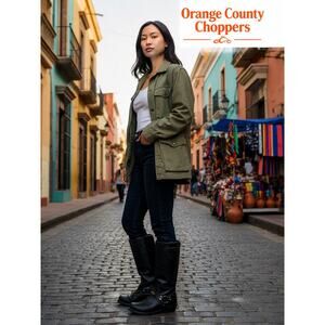 Authentic Orange County Choppers Women’s Leather Biker Boots - Size 8.5